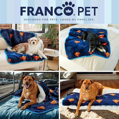 Franco Pet Superman DC Comics Super Soft Cozy Waterproof Sherpa-Backed Blanket - Image 7
