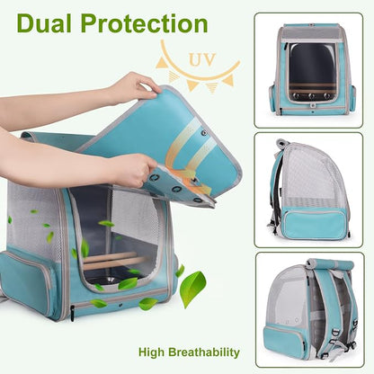 halinfer Bird Backpack Carrier Cage, Front Zipper Opening Portable Bird Travel - Image 2
