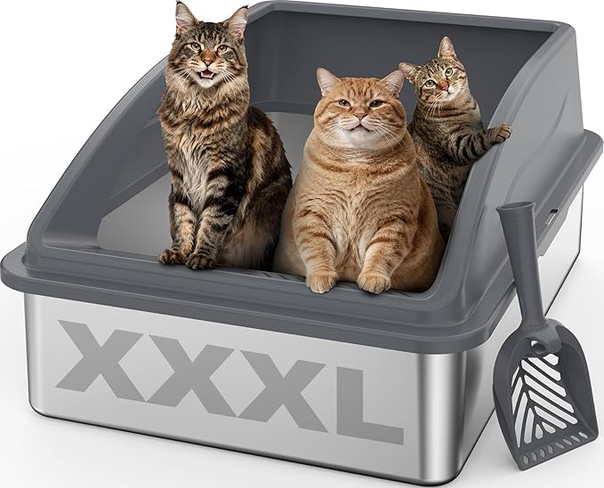 Stainless Steel Litter Box Extra Large by AIPERRO