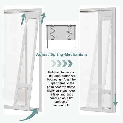 Doggie Door Insert for Sliding Glass Doors, Adjustable Height 76 1/8"-80 7/8" - Image 4