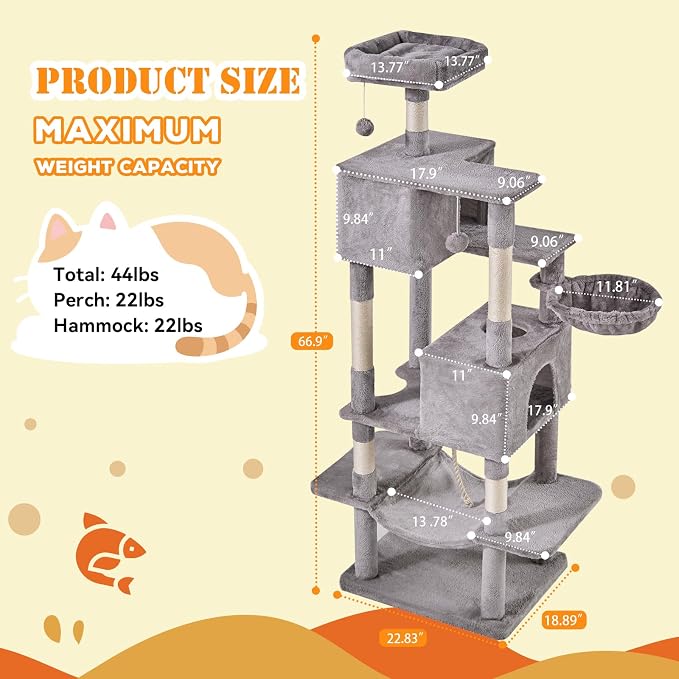 Sweetcrispy 66 Inch Cat Tree Tower, Pet Condo - Image 5