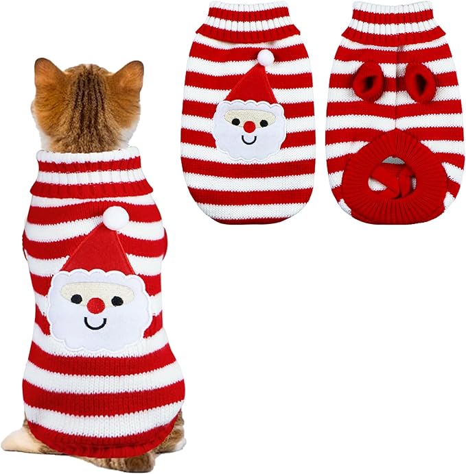 Cat Dog Christmas Sweater Pet Winter Warm Coat Pajamas Small Dog Sweaters by GOYOSWA