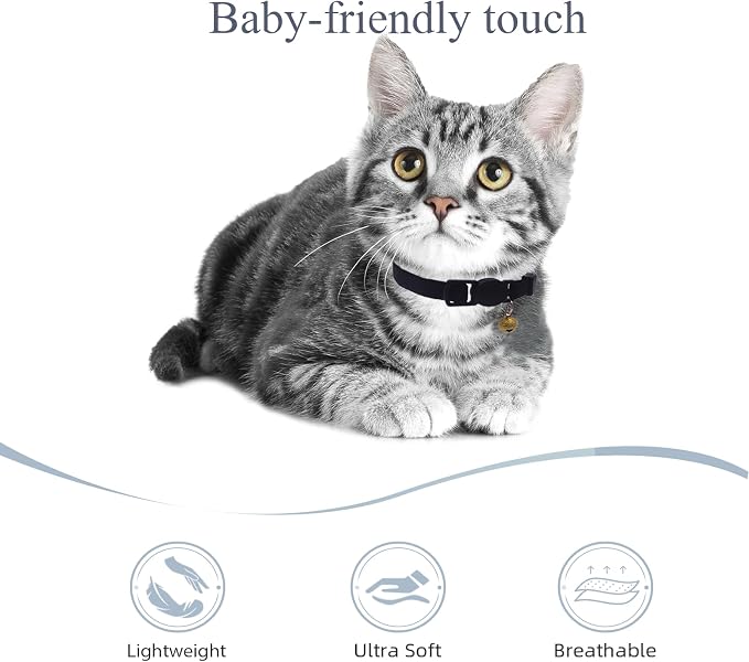 Breakaway Cat Collar with Bell, Safety Buckle Kitten Collar, Elastic Strech - Image 4