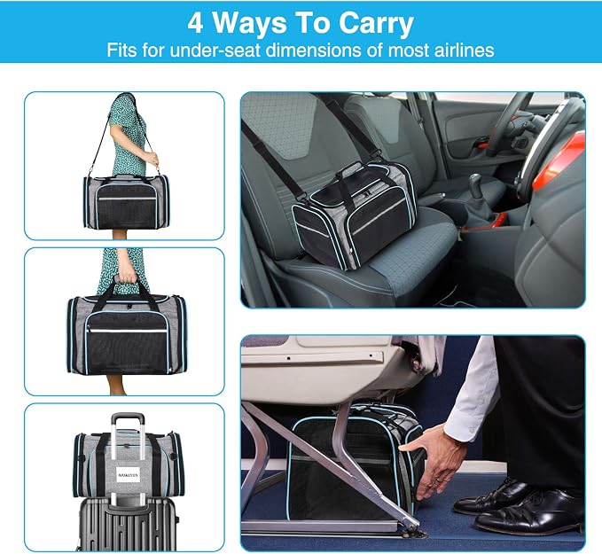 Airline Approved Portable Pet Carrier 2 Sides Expandable Soft-Sided Large Cats - Image 6