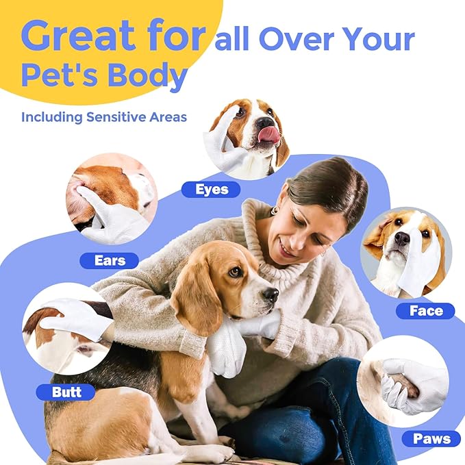 Pet Cleaning Glove Wipes for Dogs & Cats, Hypoallergenic Deodorizing Disposable - Image 5
