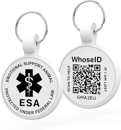 ESA Dog Tag, QR Code Dog Tag, Modifiable Free Pet Online Profile, Scannable QR by WhoseID