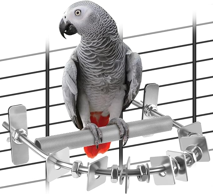 Bird Perch for Cage, Stainless Steel Parrot Perches by DBNESS