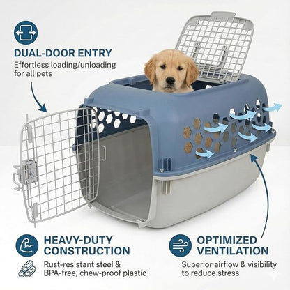 Portable Double Door Plastic Pet Carrier - Image 3