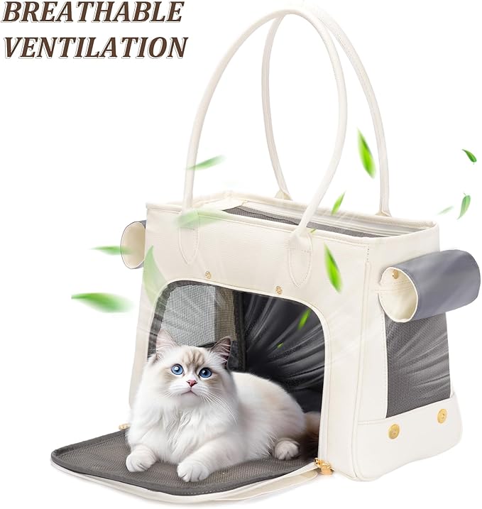Fashion Pet Carrier Purse for Small Cat and Dog, Luxury Pu Soft-Sided Tote Bag - Image 5