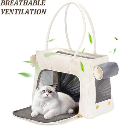 Fashion Pet Carrier Purse for Small Cat and Dog, Luxury Pu Soft-Sided Tote Bag - Image 5