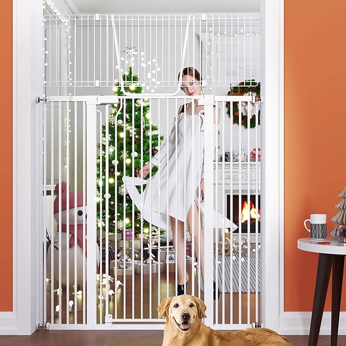 71" Extra Tall Cat Gate for Doorway – 28.5"-48.7" Extra Wide Pet Gate by PamperYourPet