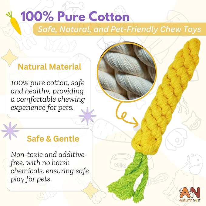 3PCS Yellow Woven Pet Chew Set, Puppy Teething Chews, Dog Chew Accessories - Image 5