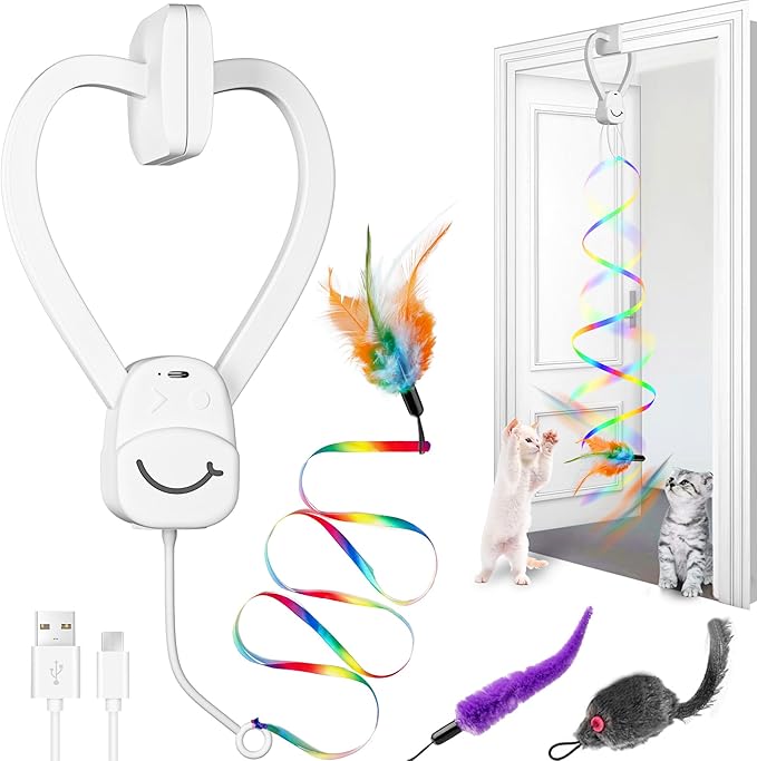 Interactive Cat Toys for Indoor Cats, Automatic Hanging Door Feather Toy Mouse by PANRIO
