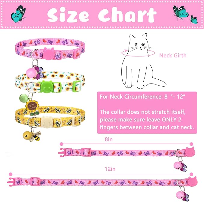 Breakaway Cat Collars with Bell & Cute Pendants, 3 Pack Safety Buckle Kitten - Image 5