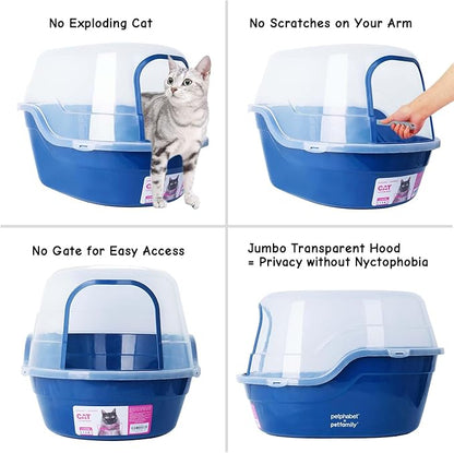 petphabet Covered Litter Box, Jumbo Hooded Cat Litter Box Holds Up to Two Small - Image 4
