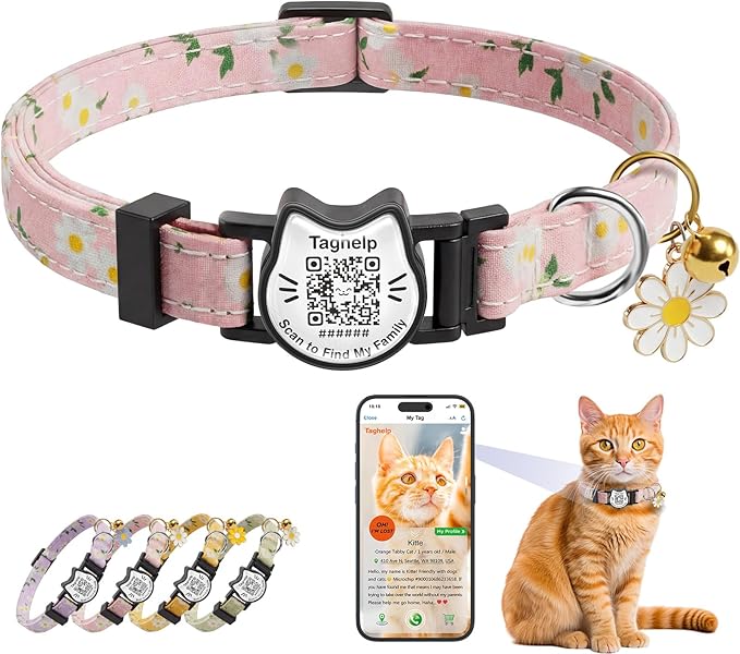 Cute Floral Breakaway Cat Collar by Taghelp