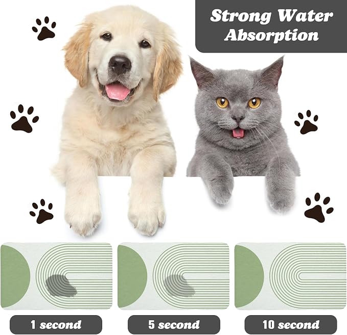 Dog Food Mats for Floors Waterproof, Cat Water Bowl Mats Pet Feeding Absorbent - Image 2