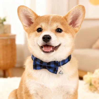6Pcs Cats Bowtie Collar with Bell, Breakaway Cats Collars, Classic Plaid Kitten - Image 4