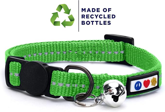 Pawtitas Recycled Green Reflective Cat Collar – Eco-Friendly Breakaway Safety - Image 2