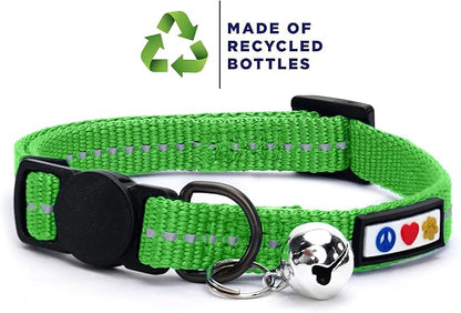 Pawtitas Recycled Green Reflective Cat Collar – Eco-Friendly Breakaway Safety - Image 2