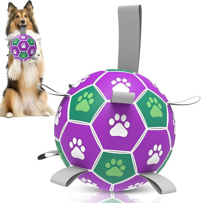 Diman Dog Balls with Nylon Straps, Puppy Soccer Ball by KeepYourDogsHappy