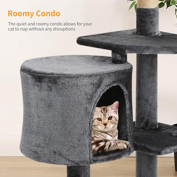 BestPet | 36" Cat Tree Tower | Light Gray | Sturdy Multi-Level Cat Tree - Image 7
