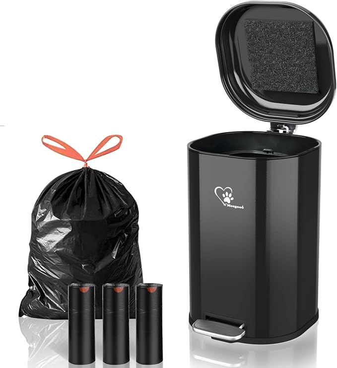 Dog Poop Trash Can Outsides, 18L/4.76 Gal Portable Waste Bin by MEEGOOD