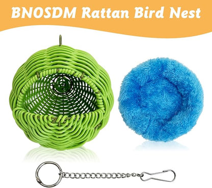 BNOSDM Rattan Parrot Nesting House Bird Nest Parakeet Hanging Swing Soft - Image 7