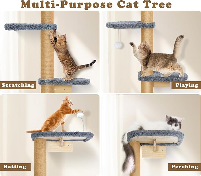 Cat Wall Shelves for Kittens, 83” Floor to Ceiling Cat Tree - Image 5