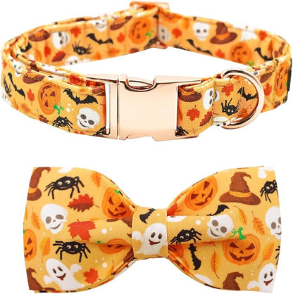 Halloween Dog Collar, Pet Collar Bow Fall Puppy Collar Girl Boy Holiday Pet by BoboRainbow