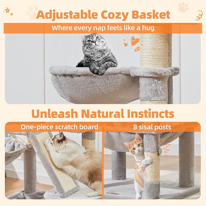Taoqimiao Cat Tree 57.5-Inch, Cat Tower - Image 6