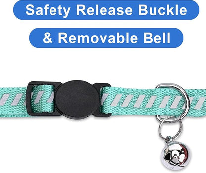 Pawtitas Personalized Teal Reflective Cat Collar – Adjustable Custom Collar - Image 5