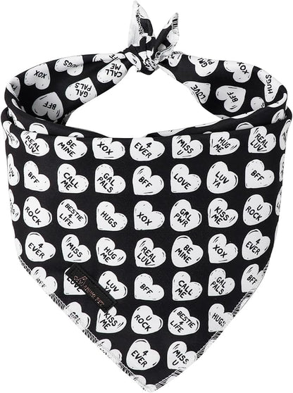 ARING PET Valentine's Day Dog Bandana, Cute Black White Pet Bandanas Scarf by ARINGPET