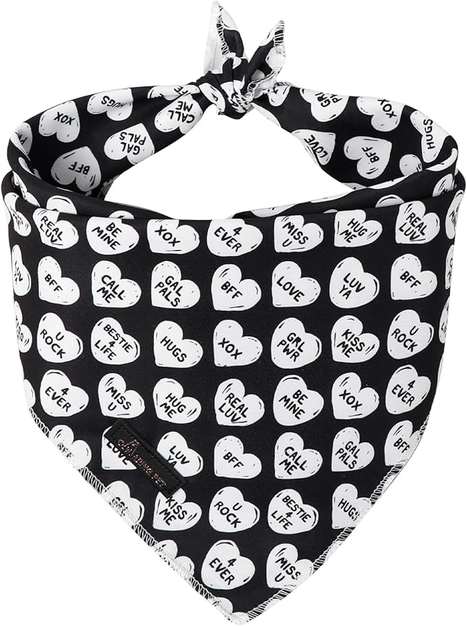 ARING PET Valentine's Day Dog Bandana, Cute Black White Pet Bandanas Scarf by ARINGPET