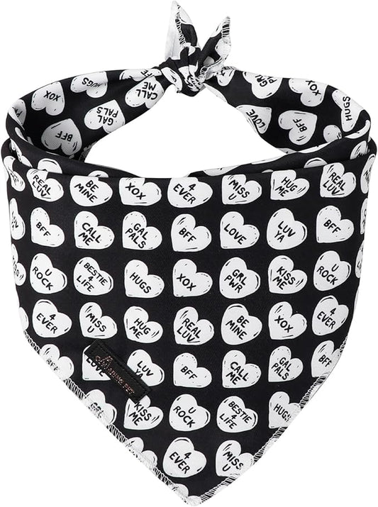 ARING PET Valentine's Day Dog Bandana, Cute Black White Pet Bandanas Scarf by ARINGPET