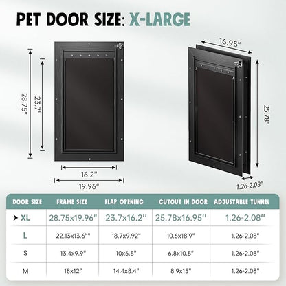 Extra Large Dog Door for Door All Aluminum 3 Flaps Black, Heavy Duty XL Dog - Image 7