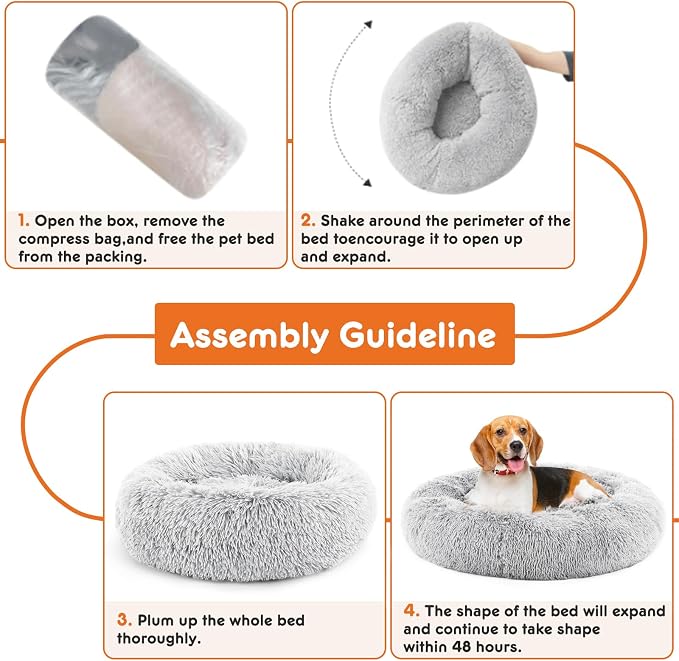 Sweetcrispy Donut Dog Bed, Large Round Calming Cat Bed - Image 4