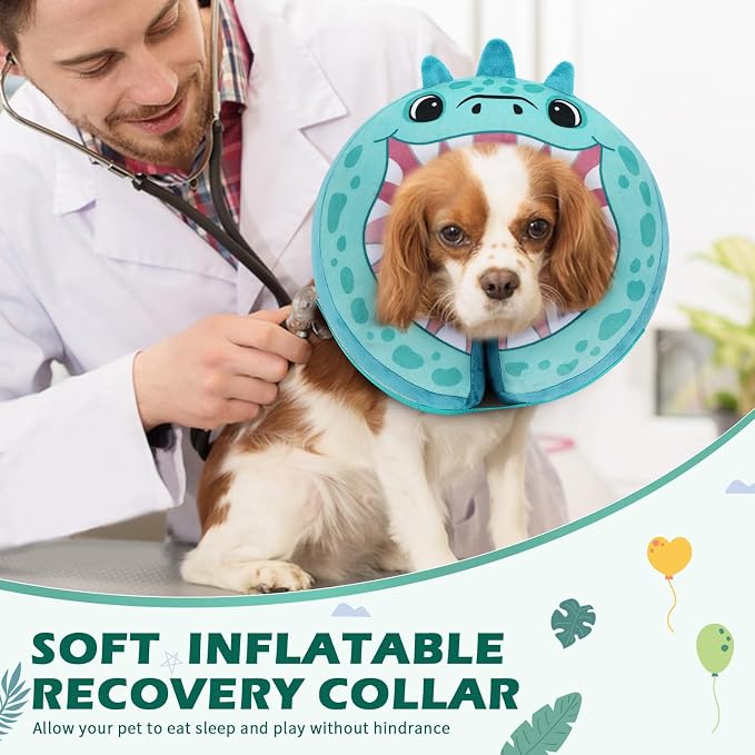 IEUUMLER Inflatable Recovery Dog Collar, Protective Donut Cone, Adjustable Soft - Image 3