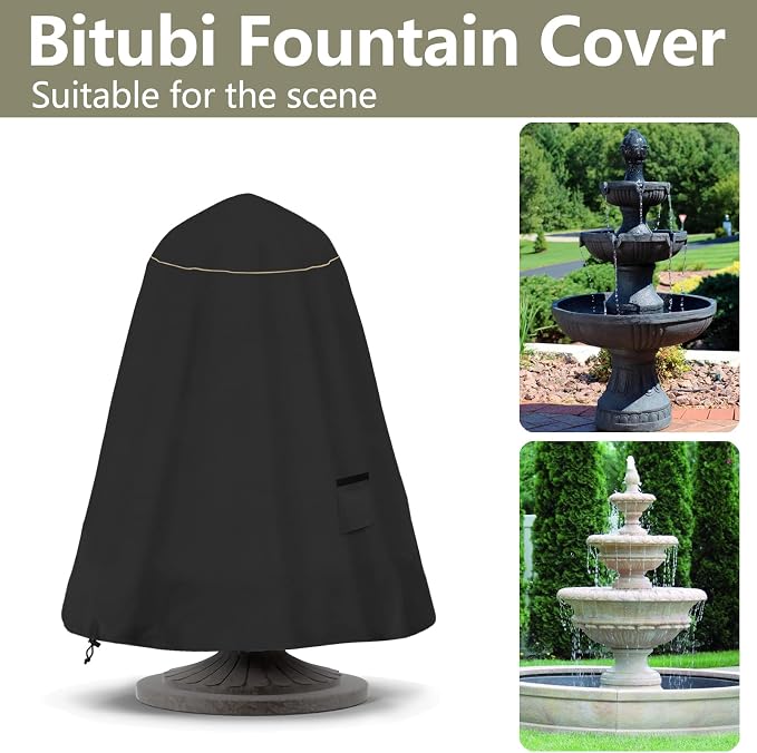 Bitubi Fountain Cover（36"x42"） 600D Oxford Cloth Garden Fountain Statue - Image 2