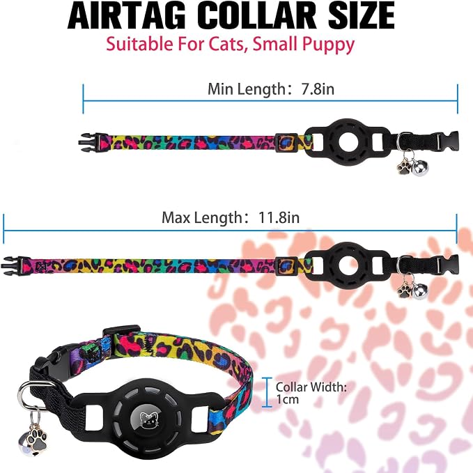 BINGPET AirTag Cat Collar with Bells, Upgraded Safety Elastic Cat Collar with - Image 2