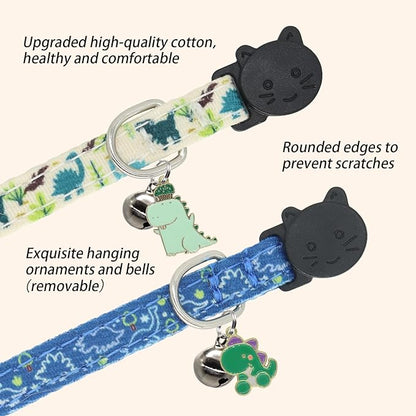 Cat Collar Breakaway, 2 Pack Cotton Cats Collars - Image 4
