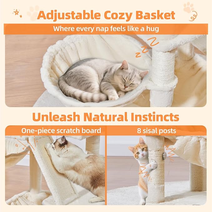 Taoqimiao Cat Tree 57.5-Inch, Cat Tower - Image 6