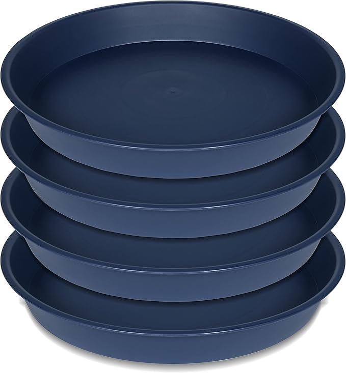 4 Pack of 14 inch Plant Saucers Bird Bath Bow Round, Plastic Plant Saucer Tray by Bleuhome