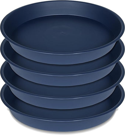 4 Pack of 14 inch Plant Saucers Bird Bath Bow Round, Plastic Plant Saucer Tray by Bleuhome