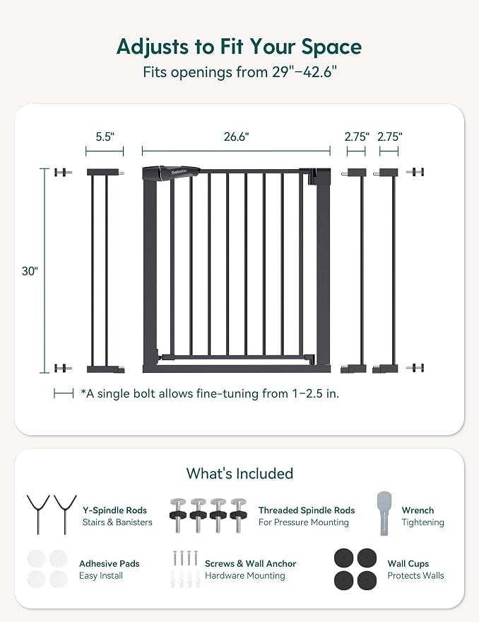Babelio Baby Gate, 29-43" Auto-Close Easy Install Pet Gate, PressGuard P7 Extra - Image 8
