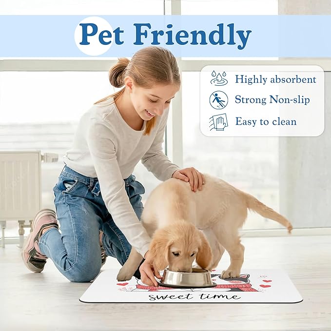 Sweet Cat Lovers Dog Cat Food Mat–Christmas Stocking Absorbent Waterproof - Image 6