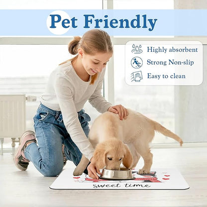 Sweet Cat Lovers Dog Cat Food Mat–Christmas Stocking Absorbent Waterproof - Image 6