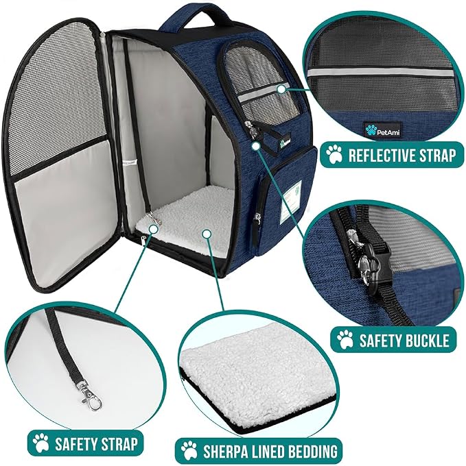 PetAmi Dog Backpack Carrier for Small Large Cat, Ventilated Pet Hiking Backpack - Image 4