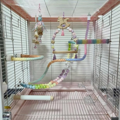 3pcs Nopikku Gradient Bendable Bird Rope Perches Climbing Rope Toys Fun Bird - Image 8