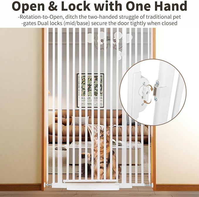 59“ Extra Tall Cat Gate for Doorway: 33.4-37.4” Wide Pet Gate, Auto Close/One - Image 2